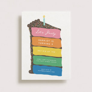 Rainbow Layer Cake Geburtstagsparty Einladung