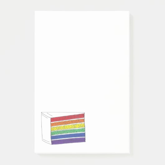Rainbow Layer Wedding Cake Slice LGBT Gay Pride Post-it Klebezettel (Vorderseite)