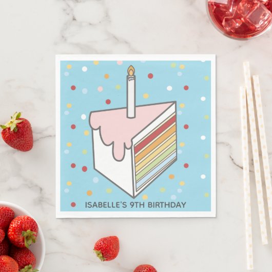 Rainbow Layered Cake Slice Dotty Birthday Serviette (Beispiel)