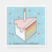 Rainbow Layered Cake Slice Dotty Birthday Serviette (Vorderseite)