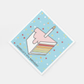 Rainbow Layered Cake Slice Dotty Birthday Serviette (Ecke)