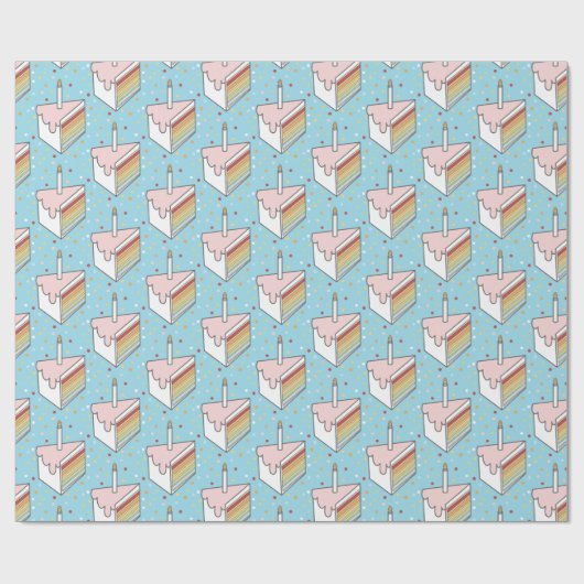 Rainbow Layered Cake Slices Dotty Niedlich Geschenkpapier (Flach)