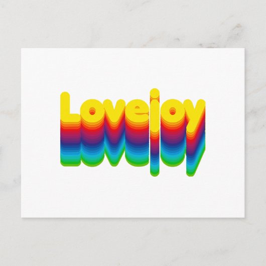 Rainbow Layers Lovejoy Name Label Feiertagspostkarte (Vorderseite)