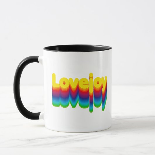 Rainbow Layers Lovejoy Name Label Tasse (Links)