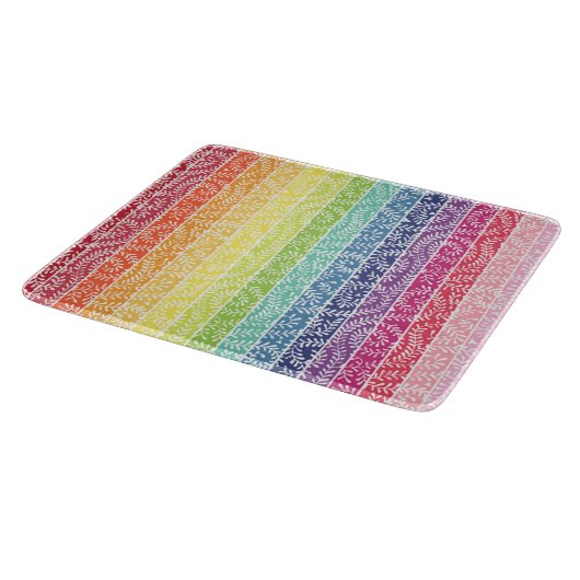 Rainbow Leaf Muster farbenfroh modern Schneidebrett (Ecke)