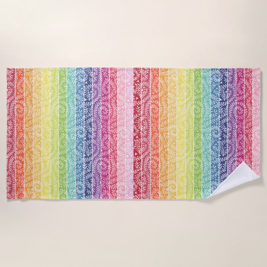 Rainbow Leaf Pattern Boho Strandtuch (Vorderseite)