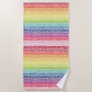 Rainbow Leaf Pattern Boho Strandtuch