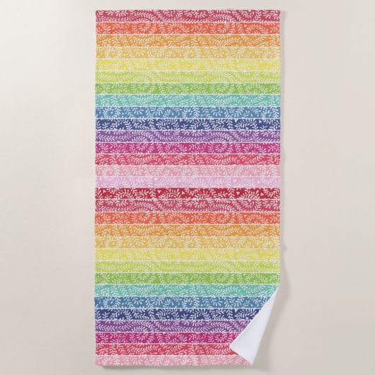 Rainbow Leaf Pattern Boho Strandtuch (Vorderseite)