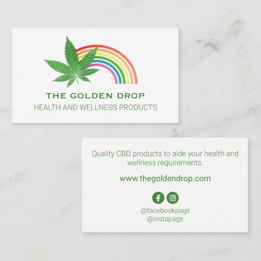 Rainbow Leaf White CBD Visitenkarte (Vorne/Hinten)