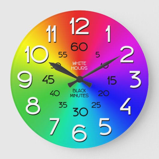 Rainbow Learn to Tell Time Classroom Clock Große Wanduhr (Vorderseite)