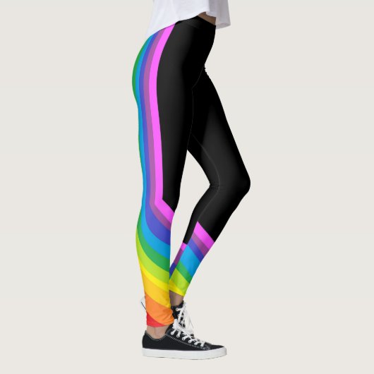 Rainbow-Leggings Schwarze und Rainbow-Stretchpflan Leggings (Rechts)