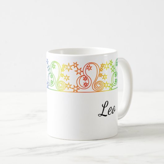 Rainbow Leo Star Signing Border Personalisierte Mu Kaffeetasse (VorderseiteRechts)