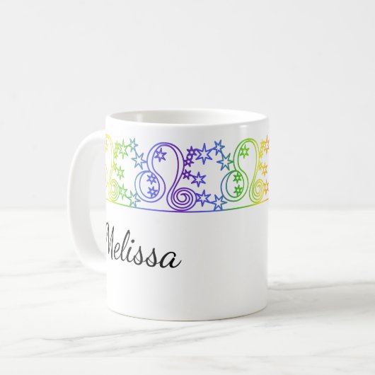 Rainbow Leo Star Signing Border Personalisierte Mu Kaffeetasse (Vorderseite Links)