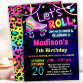 Rainbow Leopard 90er Theme Roller Skaten Einladung