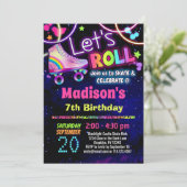 Rainbow Leopard 90er Theme Roller Skaten Einladung (Stehend Vorderseite)