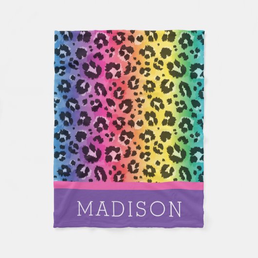 Rainbow Leopard Animal Print Muster Baby Girl Fleecedecke (Vorderseite)
