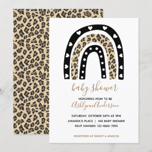 Rainbow Leopard Baby Shower Einladung