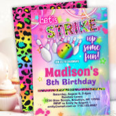 Rainbow Leopard Bowling Birthday Party Einladung