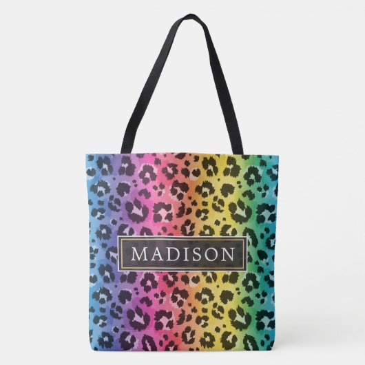 Rainbow Leopard Cheetah Animal Print Muster Tasche (Vorderseite)