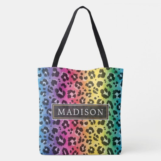 Rainbow Leopard Cheetah Animal Print Muster Tasche (Rückseite)