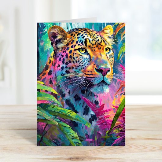 Rainbow Leopard Colorful Moderne Abstrakte Kunst Karte