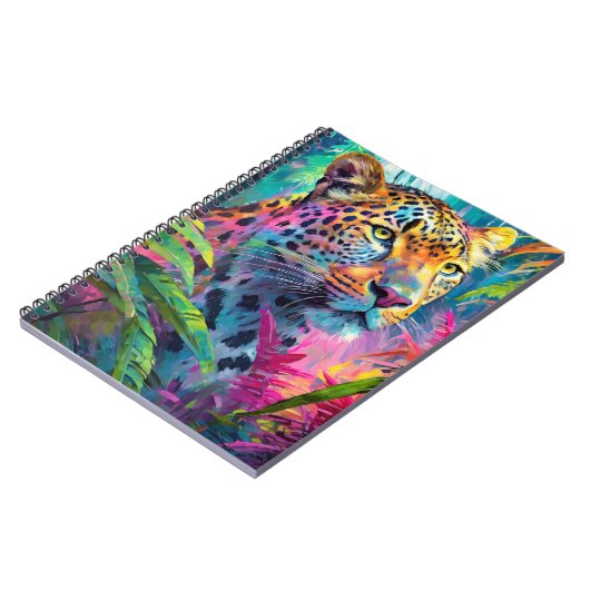 Rainbow Leopard Colorful Moderne Abstrakte Kunst Notizblock (Linke Seite)