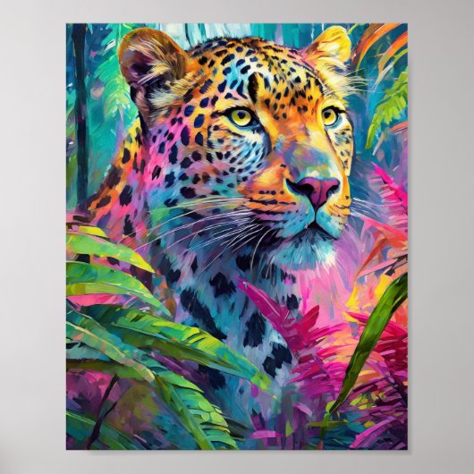 Rainbow Leopard Colorful Moderne Abstrakte Kunst Poster (Vorne)