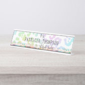 Rainbow Leopard Crayon School Lehrer Schreibtischnamensplakette (Vorderseite )