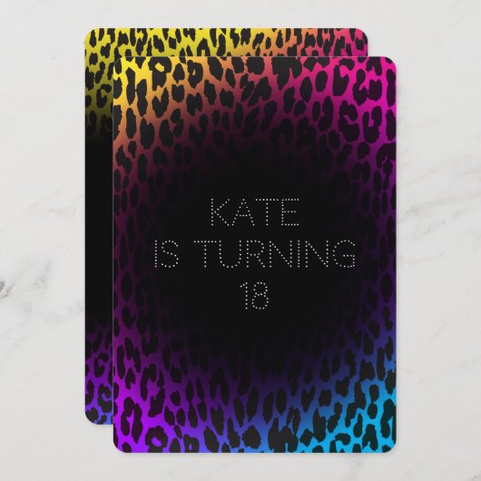 Rainbow Leopard Einladung (Vorne/Hinten)