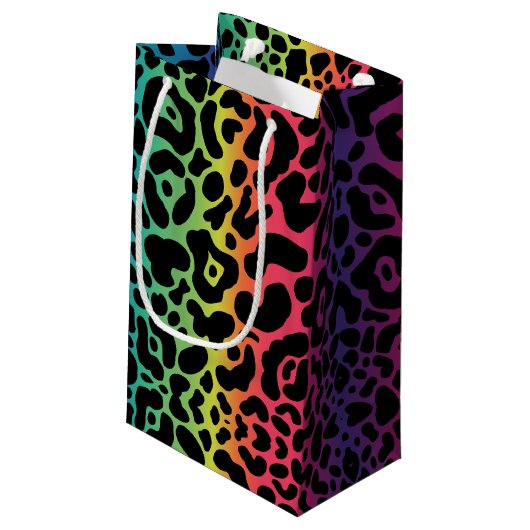 Rainbow Leopard Geschenktasche Kleine Geschenktüte (Rückseite Schrägansicht)