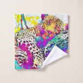 Rainbow Leopard Handtuch Badhandtuch Set (Waschlappen)