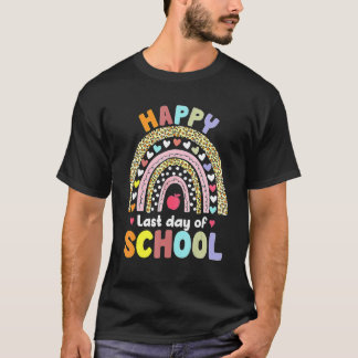 Rainbow Leopard Happy Last Day Of School Graduatio T-Shirt