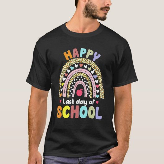 Rainbow Leopard Happy Last Day Of School Graduatio T-Shirt (Vorderseite)