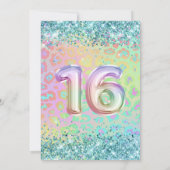Rainbow Leopard Imitate Aquamarin Glitzer Sweet 16 Einladung (Rückseite)