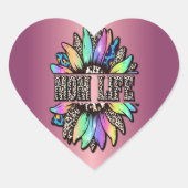 Rainbow Leopard Mama Herz-Aufkleber (Vorderseite)