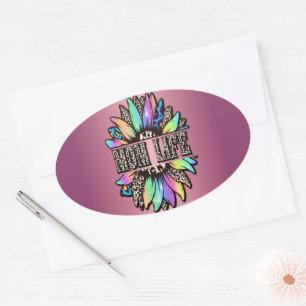 Rainbow Leopard Mama Ovaler Aufkleber