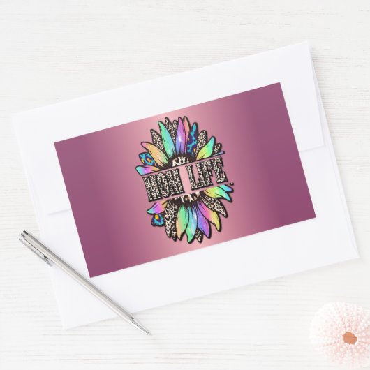 Rainbow Leopard Mama Rechteckiger Aufkleber (Umschlag)