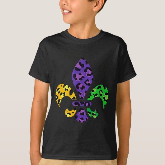 Rainbow Leopard Mardi Gras Fleur De Lis Us New Orl T-Shirt (Vorderseite)