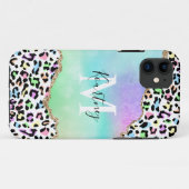 Rainbow Leopard Monogramm und Name Case-Mate iPhone Hülle (Rückseite (Horizontal))