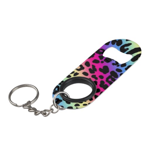 Rainbow Leopard Muster Mini Flaschenöffner (Vorderseite Schrägansicht)