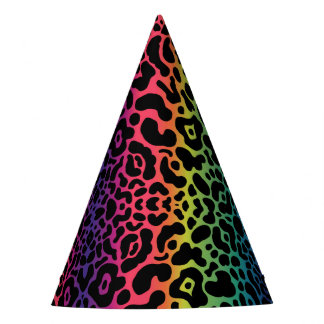 Rainbow Leopard Party Hat Partyhütchen