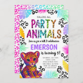 Rainbow Leopard Party Tiere Geburtstagseinladung Einladung (Vorne/Hinten)