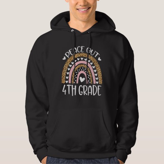 Rainbow Leopard Peace Out 4. Klasse Hoodie (Vorderseite)