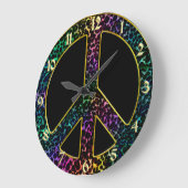 Rainbow Leopard Peace Sign Clock Große Wanduhr (Winkel)