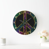 Rainbow Leopard Peace Sign Clock Große Wanduhr (Zuhause)