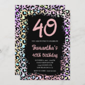 Rainbow Leopard Pink 40. Geburtstag Einladung (Vorne/Hinten)