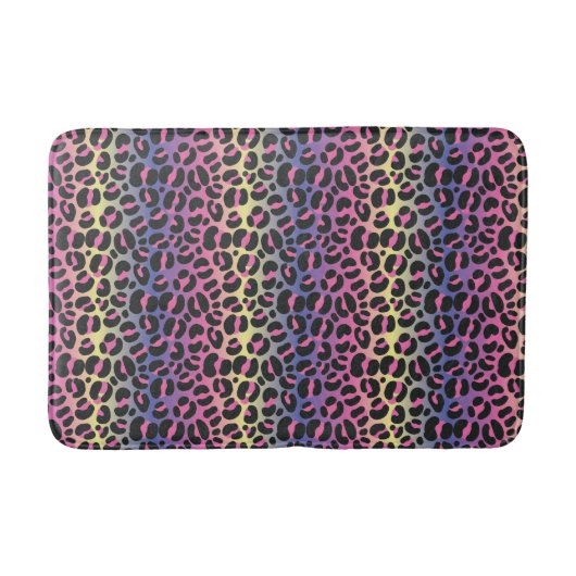 Rainbow Leopard Print Badematte (Vorderseite)