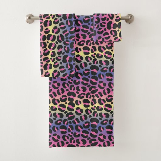 Rainbow Leopard Print Badhandtuch Set (Insitu)