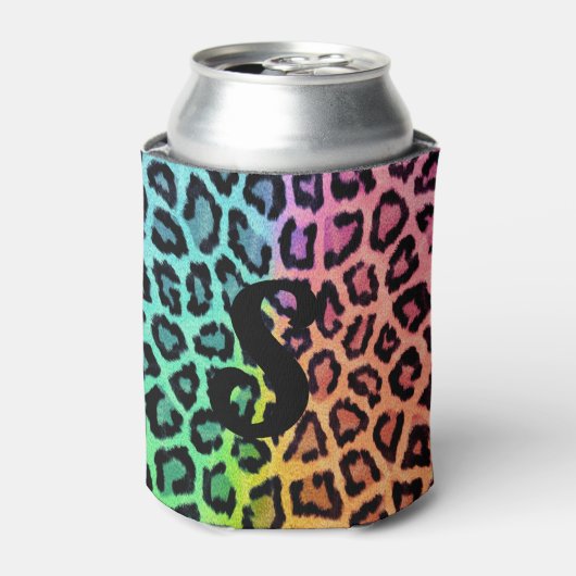 Rainbow Leopard Print Can Cooler Dosenkühler (Kanne Vorderseite)