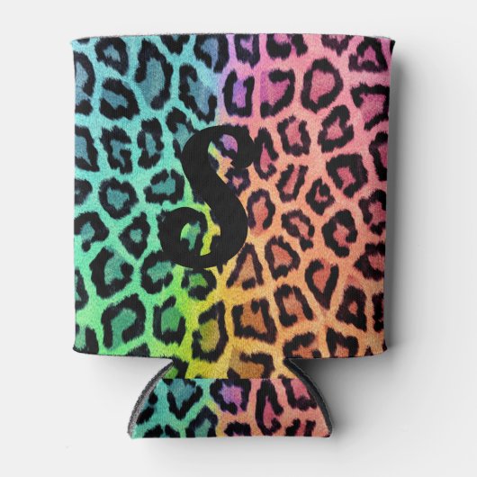 Rainbow Leopard Print Can Cooler Dosenkühler (Vorderseite)